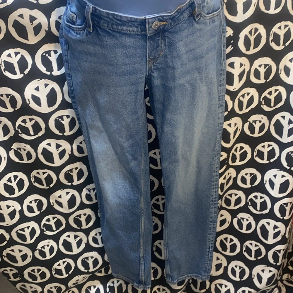 MATERNITY MOM JEANS SZ M BLUE DENIM - Picture 2 of 16